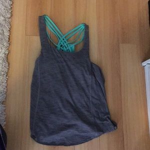 Grey/teal lululemon tank  w/ attached sports bra